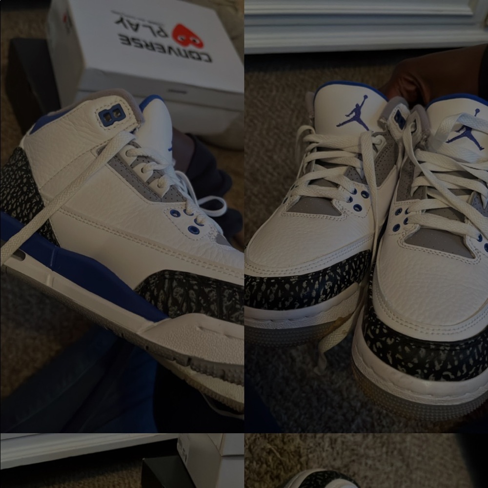 jordan 3’s blue and white size 7 in boys